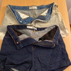 Free People Light  Wash Raffle Jean Shorts + Dark Wash Jean shorts